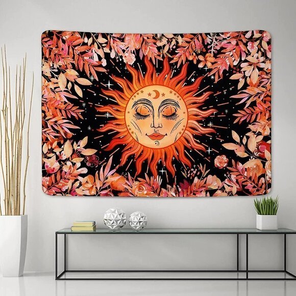 𝅺PSYCHEDELIC Sun Stars Garden Flower Tapestry Mandala Living Room Bedroom Dorm - Picture 4 of 7